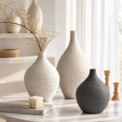 Simple Ceramic Vase Decoration for Home Nordic Luxury Narrow Mouth Flower Pot Living Room Interior Office Desktop Decor Gift