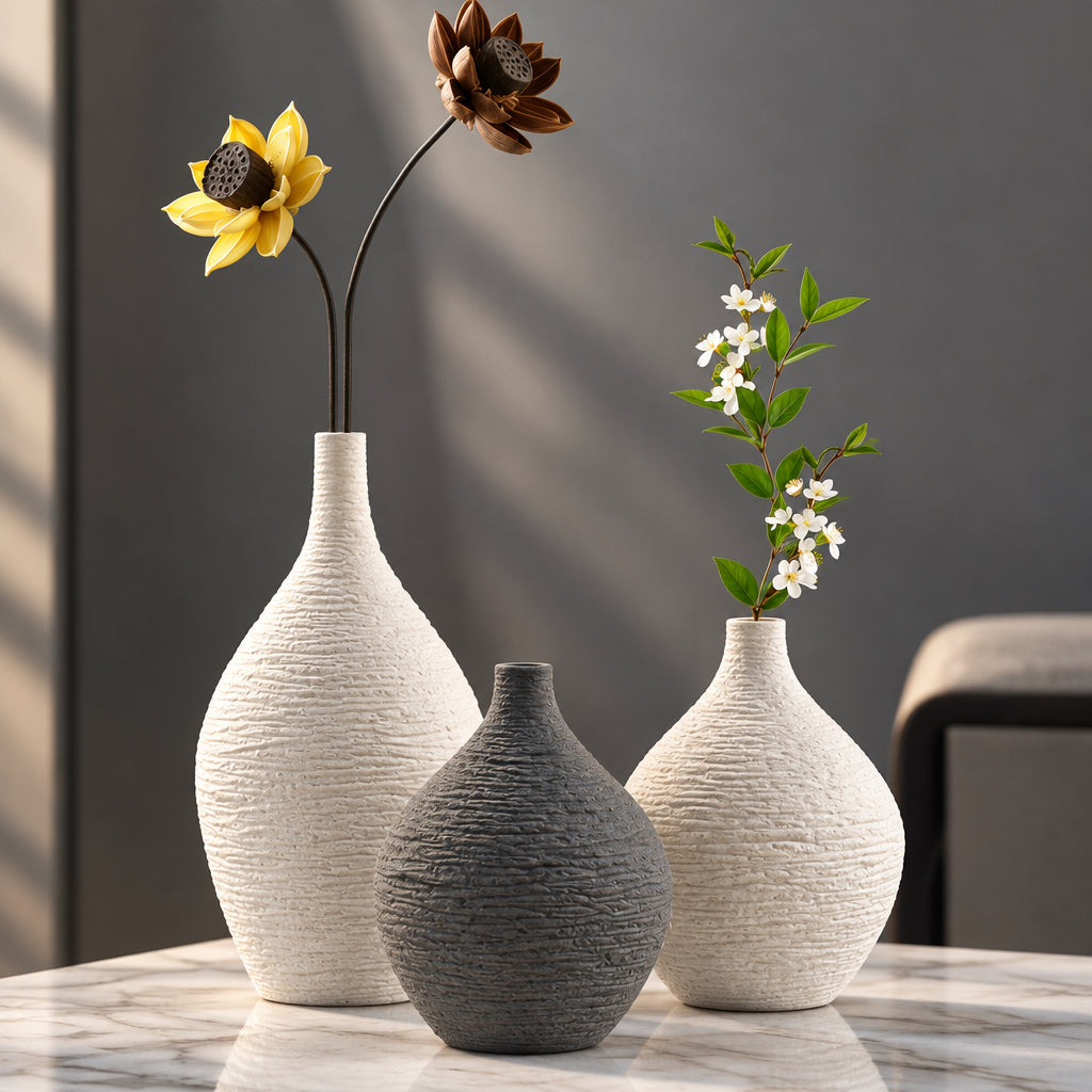 Simple Ceramic Vase Decoration for Home Nordic Luxury Narrow Mouth Flower Pot Living Room Interior Office Desktop Decor Gift