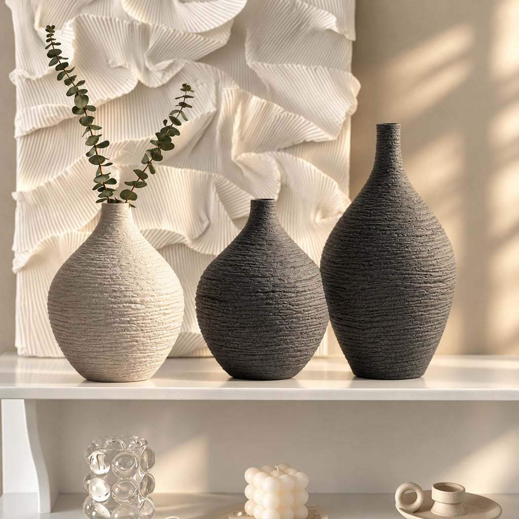Simple Ceramic Vase Decoration for Home Nordic Luxury Narrow Mouth Flower Pot Living Room Interior Office Desktop Decor Gift