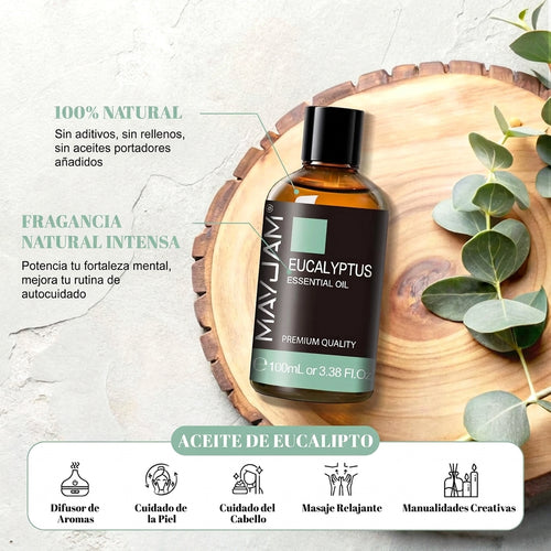 MAYJAM Aceite Esencial De Eucalipto 100Ml, Aceite De Eucalipto Para Difusor, Humidificador, Bricolaje, Hogar, Accesorios